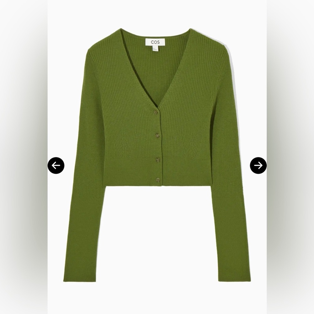COS Ribbed Knit Merino Wool Cropped Cardigan Sz S